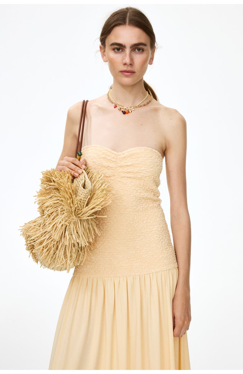 H&M Smocked-bodice Bandeau Dress, Alternate, color, Light Yellow