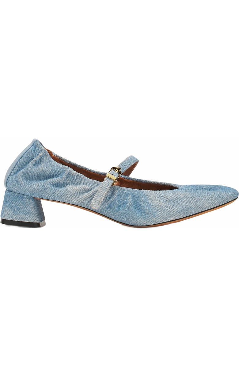 Lanvin Heeled Mary Janes In Leather With A Faded Denim Effect, Main, color,