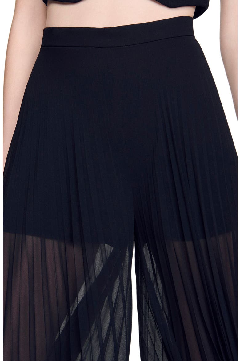 Pleated wide-leg trousers, Alternate, color, Black
