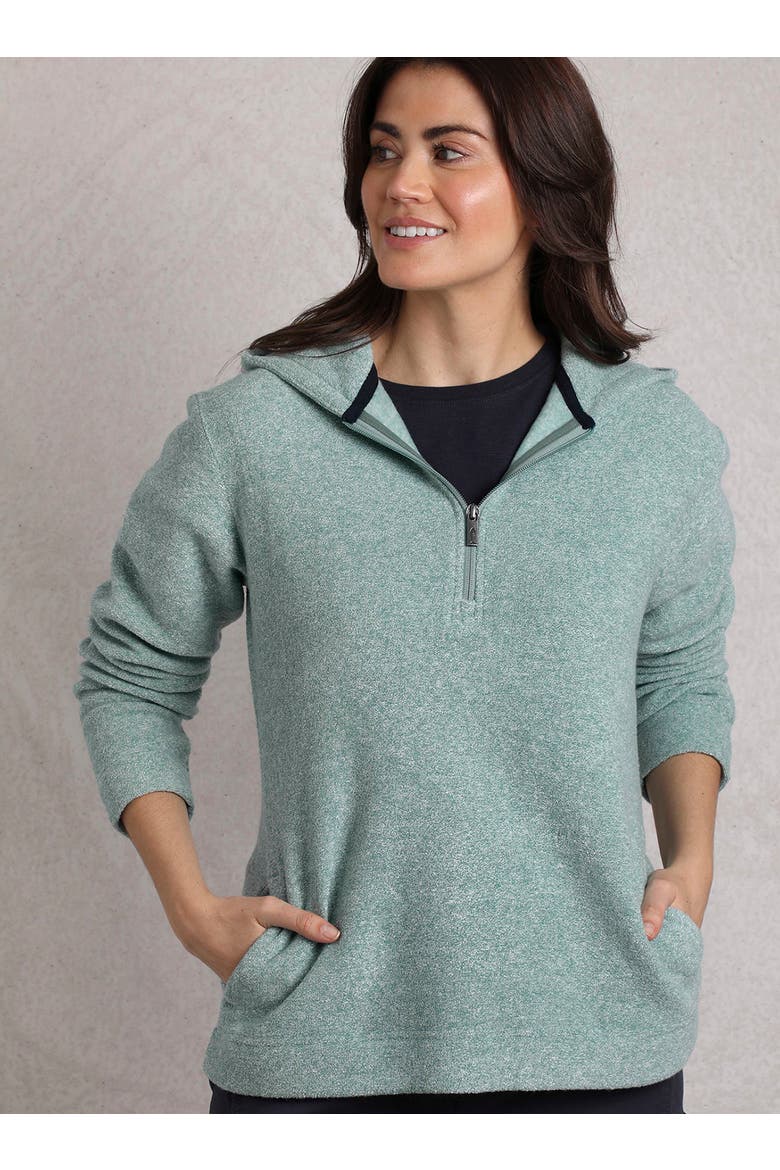 Alisa 1/4 Zip Snow Marl Fleece Hoodie, Main, color, Mineral Blue