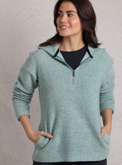 Alisa 1/4 Zip Snow Marl Fleece Hoodie