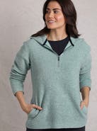 Weird Fish Alisa 1/4 Zip Snow Marl Fleece Hoodie