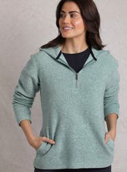 Weird Fish Alisa 1/4 Zip Snow Marl Fleece Hoodie