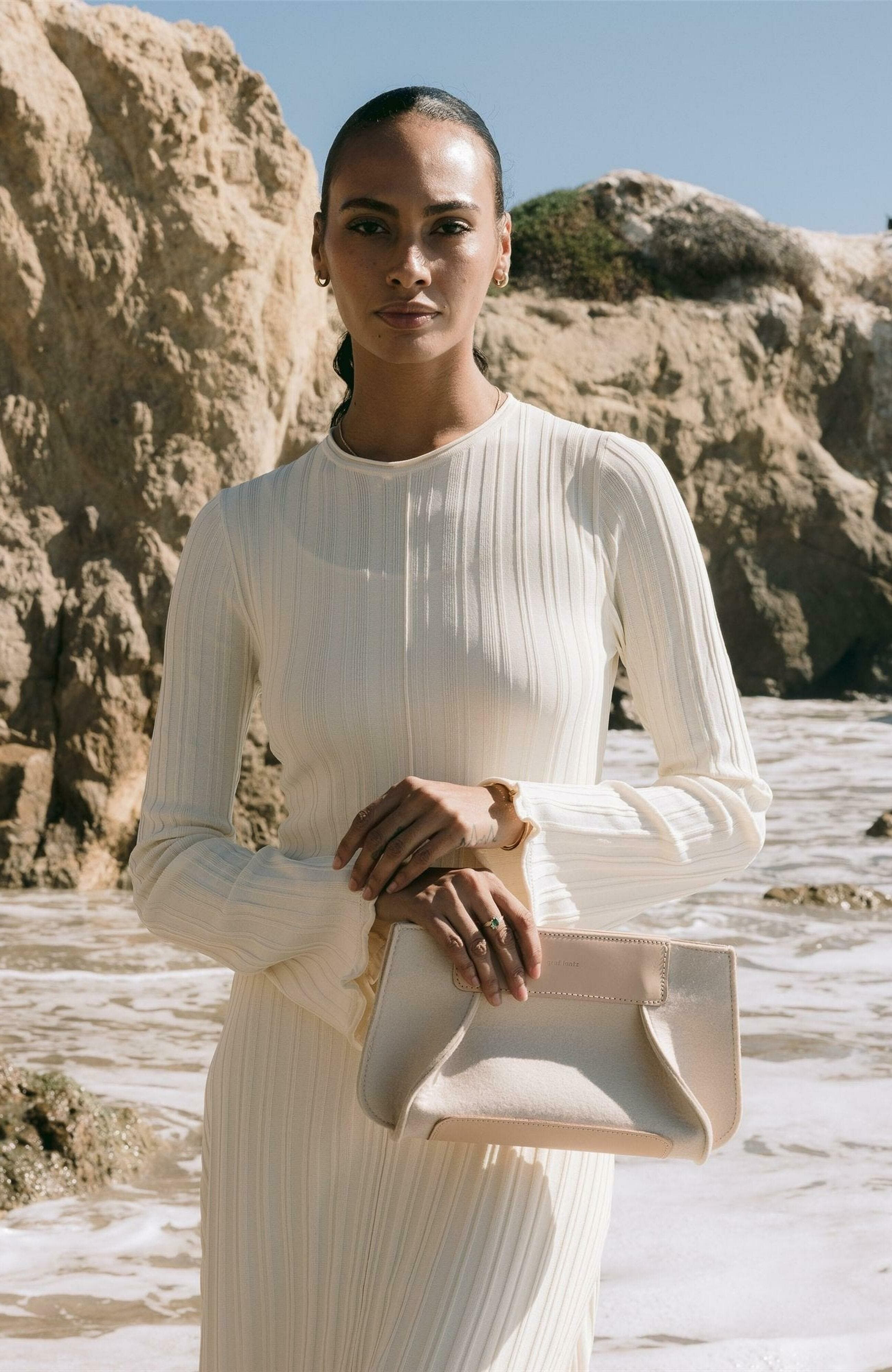 Graf Lantz Frankie Merino Wool Clutch, Alternate, color, Feather