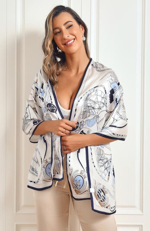 Silk Printed Rectangular Long Stole Scarf