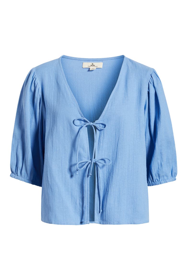 Vibe Surf Tie Front Top, Alternate, color, CORNFLOWER BLUE