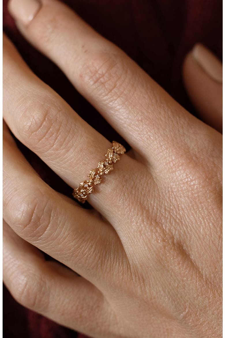 Cubic Zirconia Birthstone Flower Eternity Band Ring, Alternate, color, GOLD DECEMBER