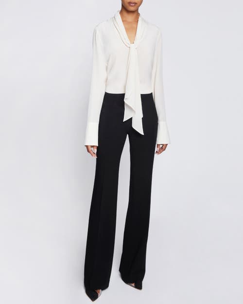 Santorelli Amanda Tie-neck Silk Chiffon Blouse In Beige