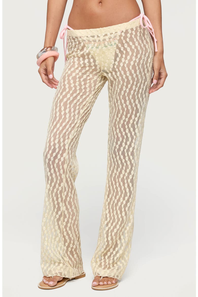 Liliette Sheer Textured Pants, Main, color, YELLOW