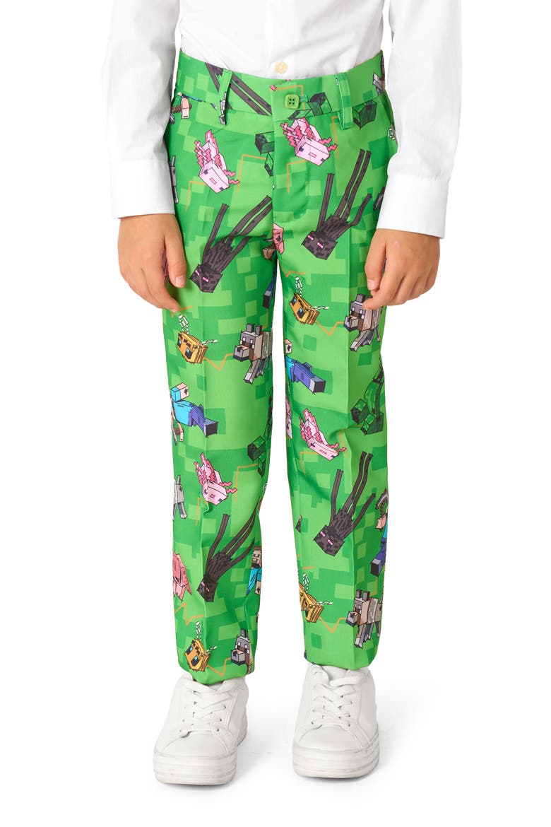 Kids' Minecraft Two-Piece Suit & Tie Set, Alternate, color, GREEN
