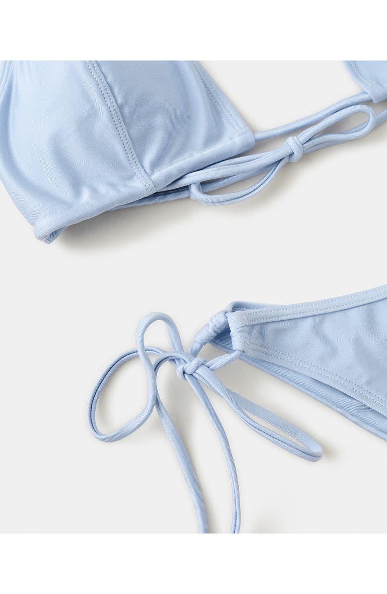 MANGO Seamed Knotted Triangle Bikini Top, Alternate, color, Sky Blue