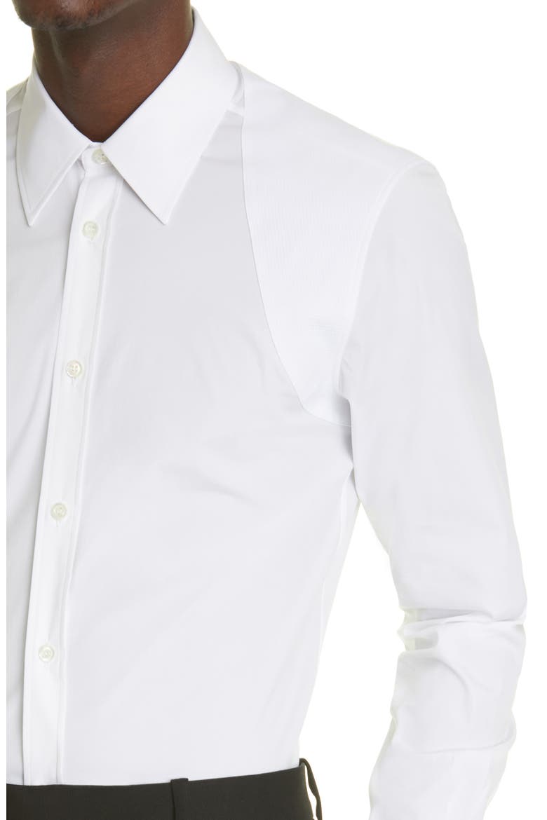 Alexander McQueen Harness Stretch Poplin Men's Button-Up Shirt, Alternate, color, WHITE MUTLI