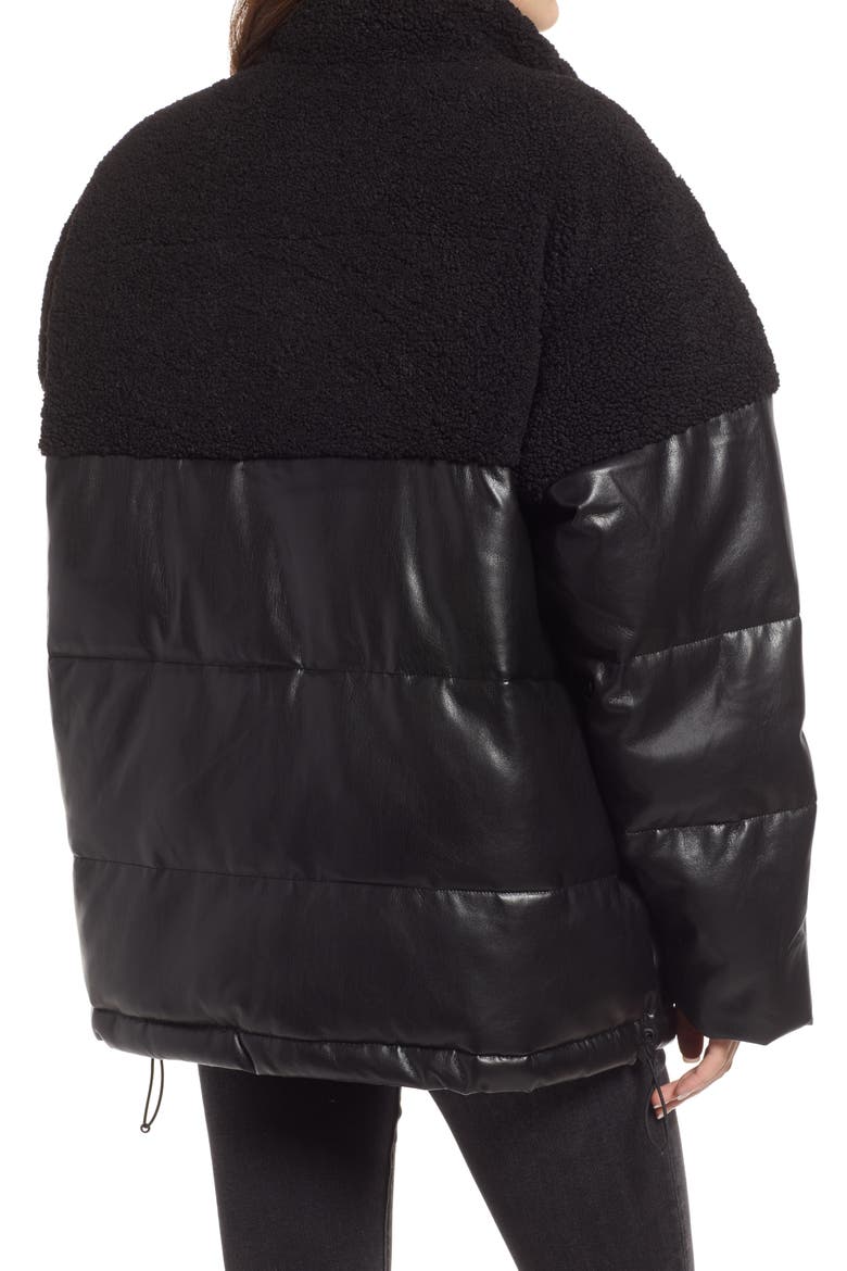 Faux Shearling Puffer Jacket, Alternate, color, BLACK001