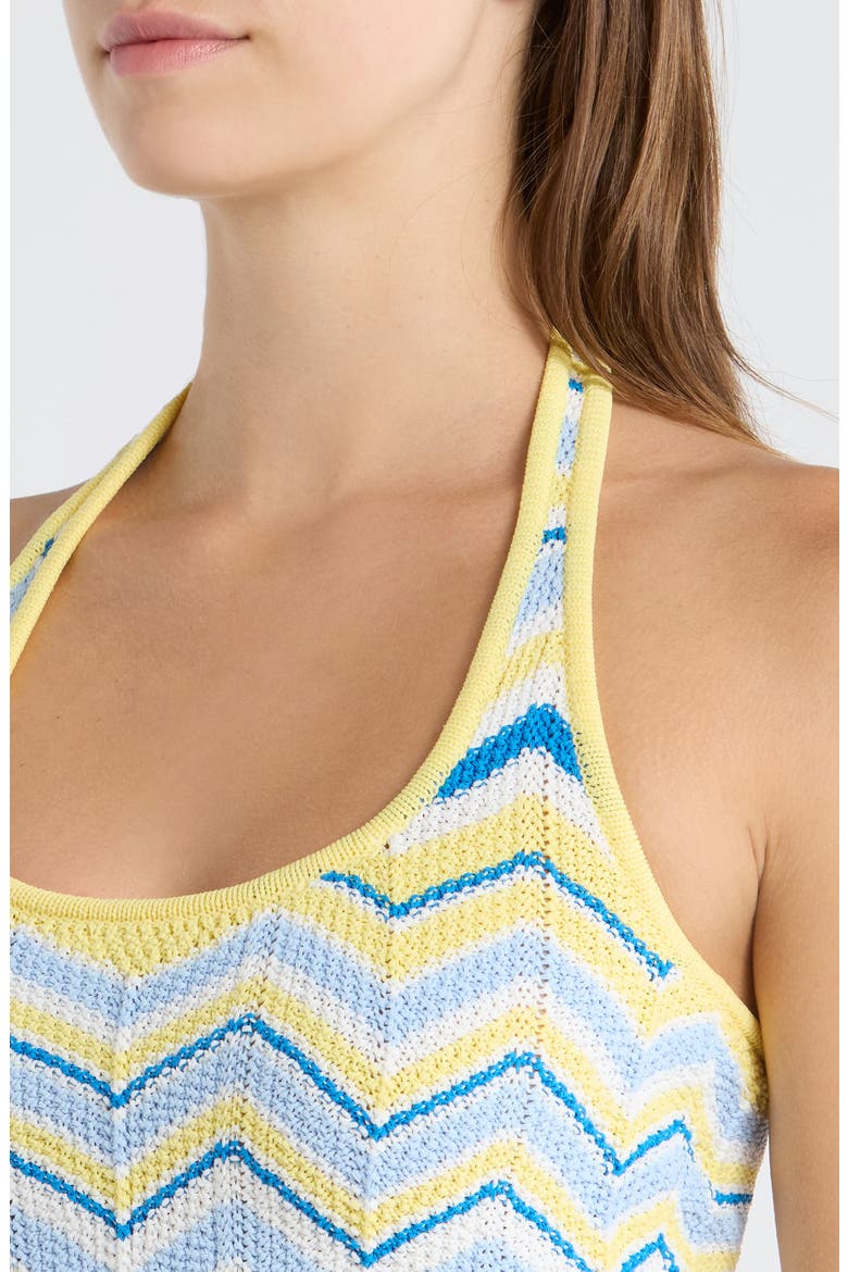 Chevron Knit Halter Crop Top, Alternate, color, LEMON DAZE