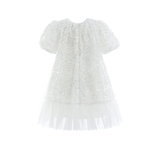 Sweet Cactus Embroidered Tulle Milan Dress In White
