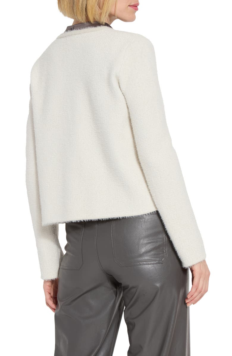 Lysse Faux Fur Trip Open Front Cardigan, Alternate, color, Winter Diagonal