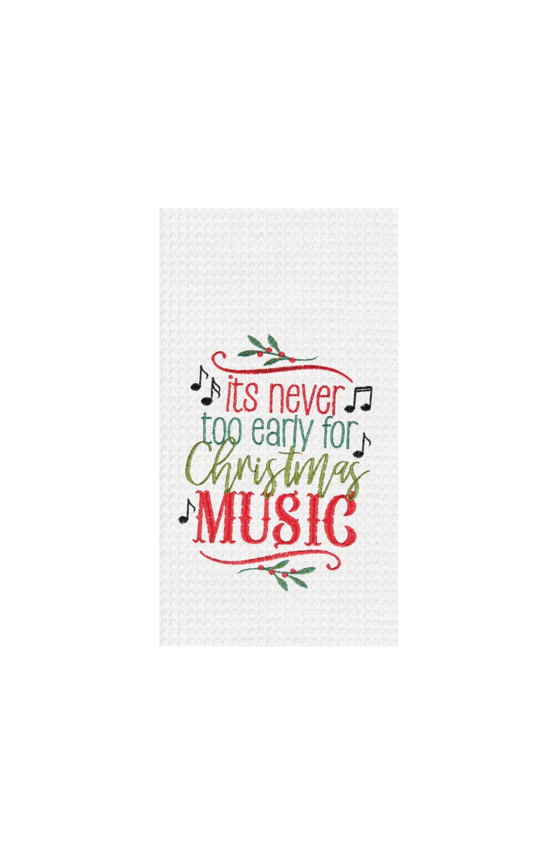 C&F Home Christmas Music Embroidered & Waffle Weave Kitchen Towel, Main, color, White