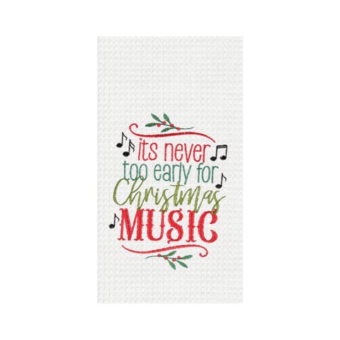 Christmas Music Embroidered 
Waffle Weave Kitchen Towel