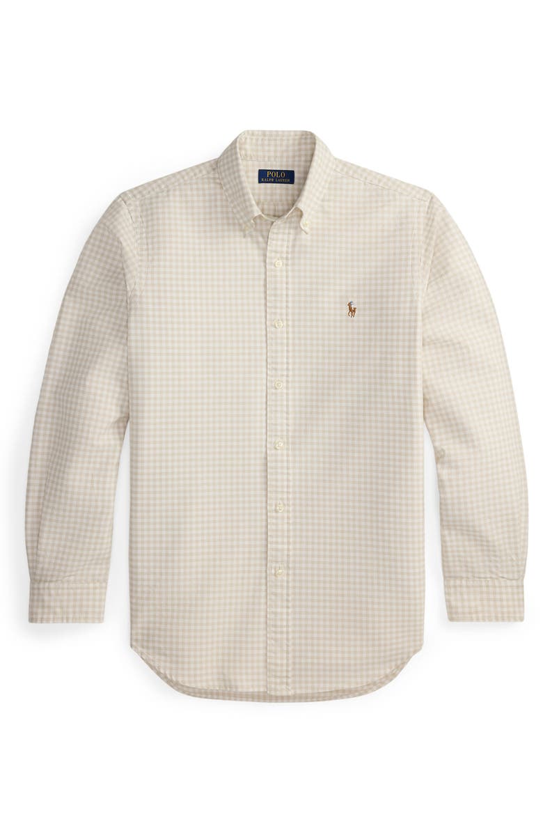 Polo Ralph Lauren Classic Fit Gingham Check Cotton Button-Down Oxford Shirt, Alternate, color, Basic Sand White