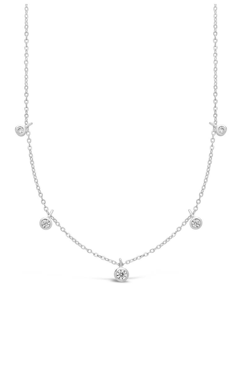 Sterling Forever Sterling Silver CZ Dangling Bezel Necklace, Main, color, 