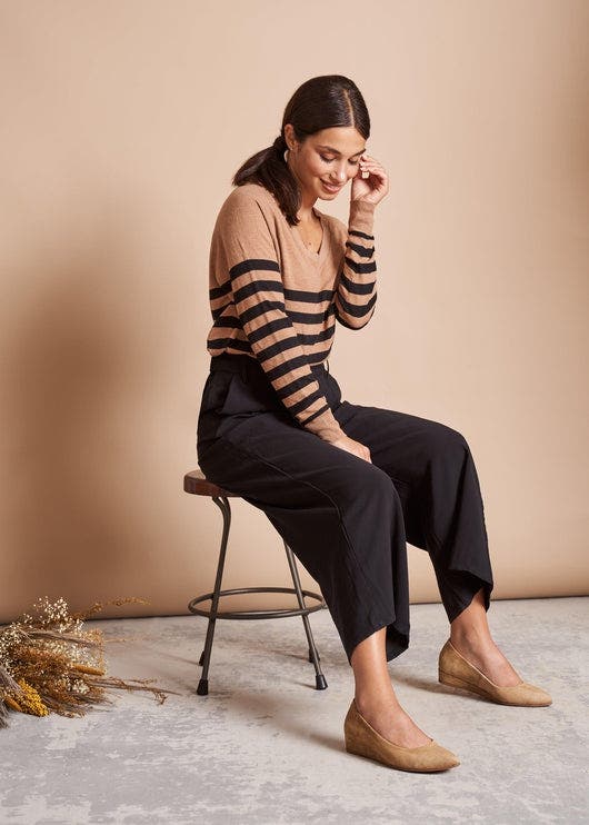 Roma Suede Flats, Alternate, color, Camel