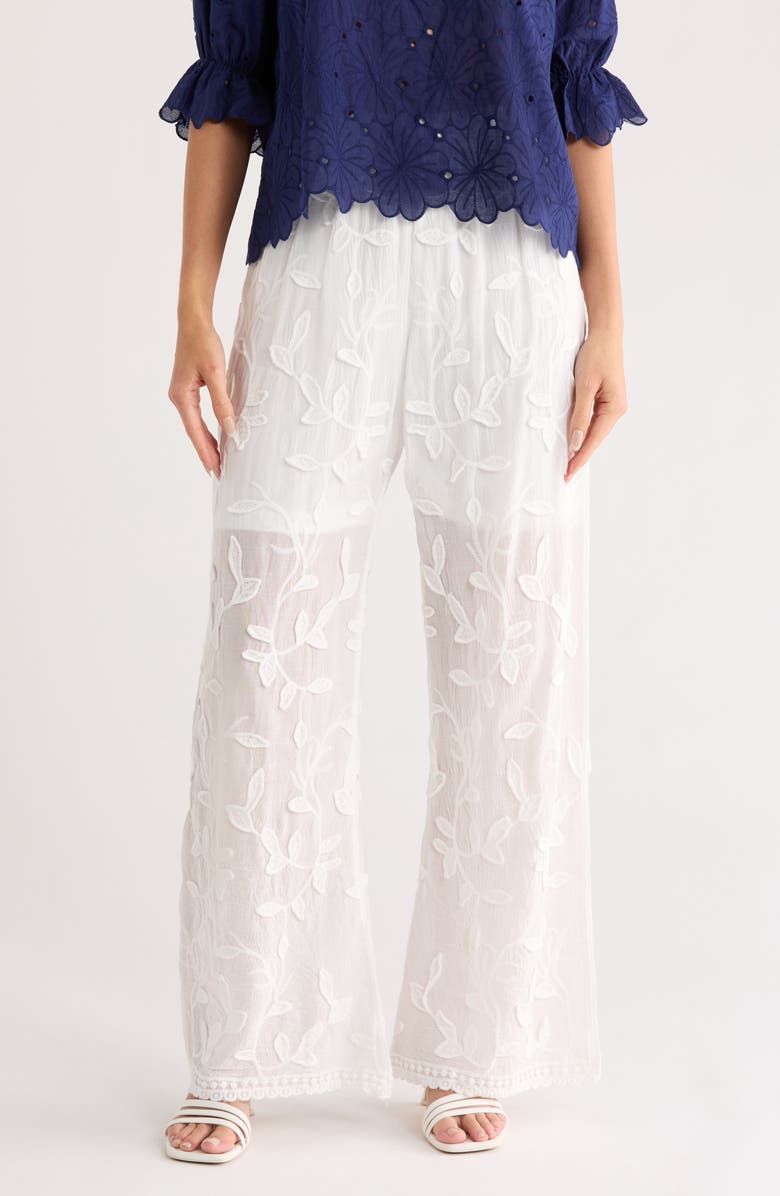 Forgotten Grace Embroidered Pull On Pants, Main, color, White