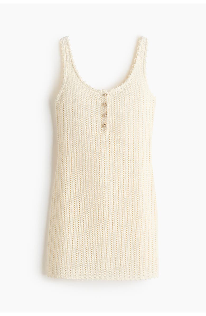 H&M Crochet-look Mini Dress, Main, color, Cream