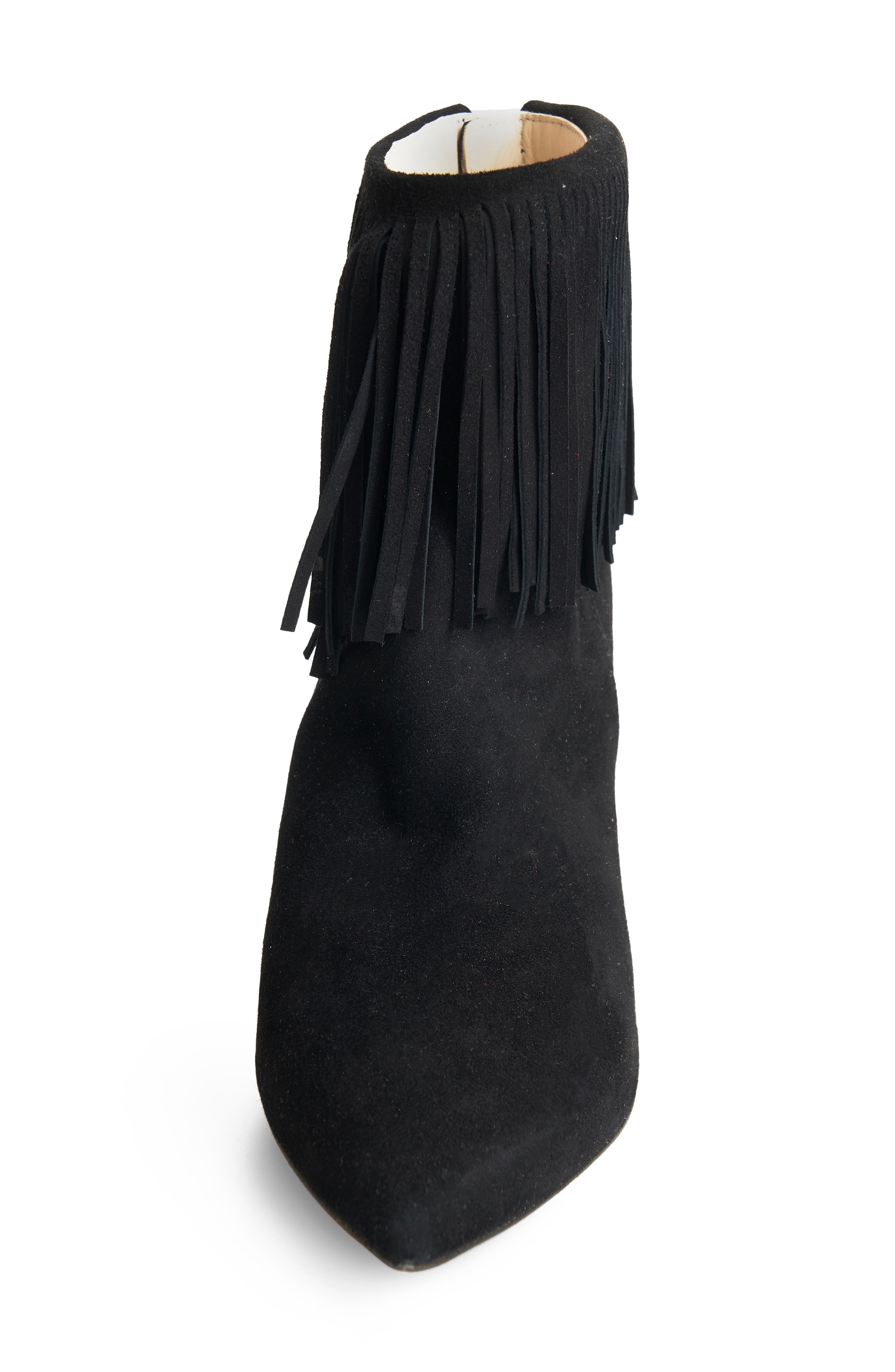 L'AGENCE Mathilde Fringe Stiletto Bootie, Alternate, color, 