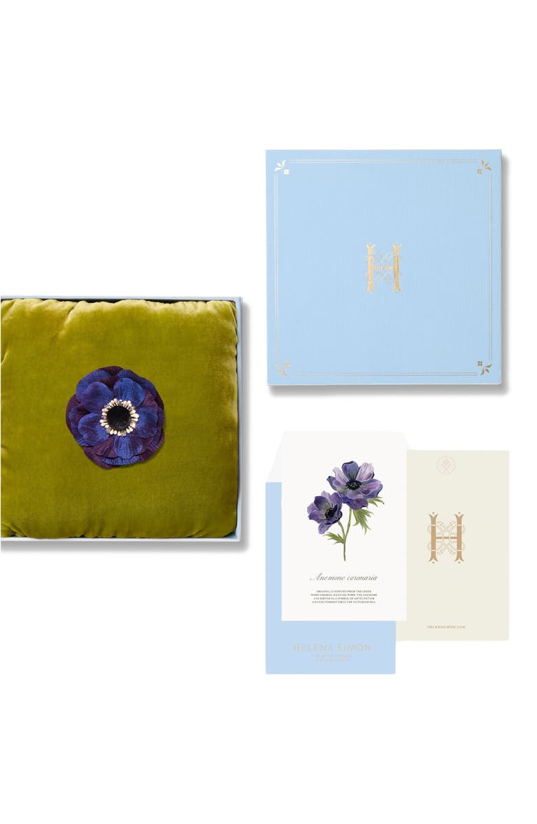 Helena Simon The Indigo Anemone Floral Brooch, Alternate, color, Indigo