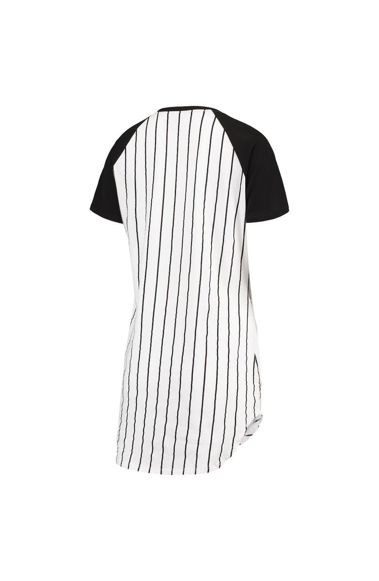 CONCEPTS SPORT Women's Concepts Sport White/Black San Francisco Giants Vigor Pinstripe Raglan V-Neck Nightshirt, Alternate, color, White