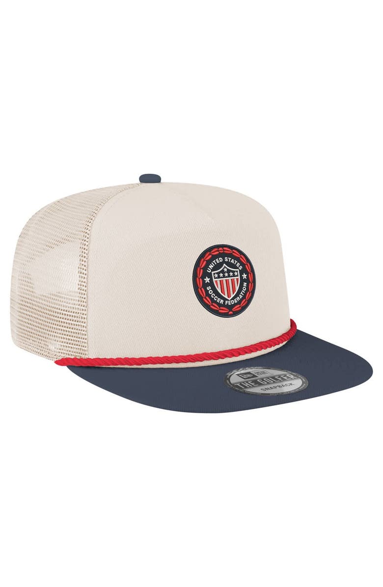 New Era Men's New Era Cream USMNT 1986 Retro Golfer Snapback Hat, Alternate, color,