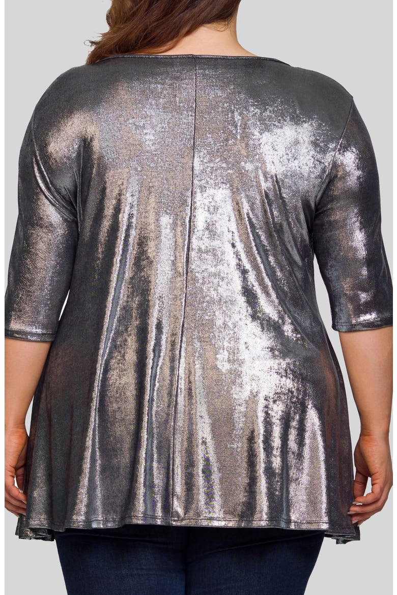 Metallic Flare Tunic, Alternate, color, SILVER