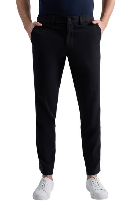 Cotton & Linen Blend Flat Front Chinos