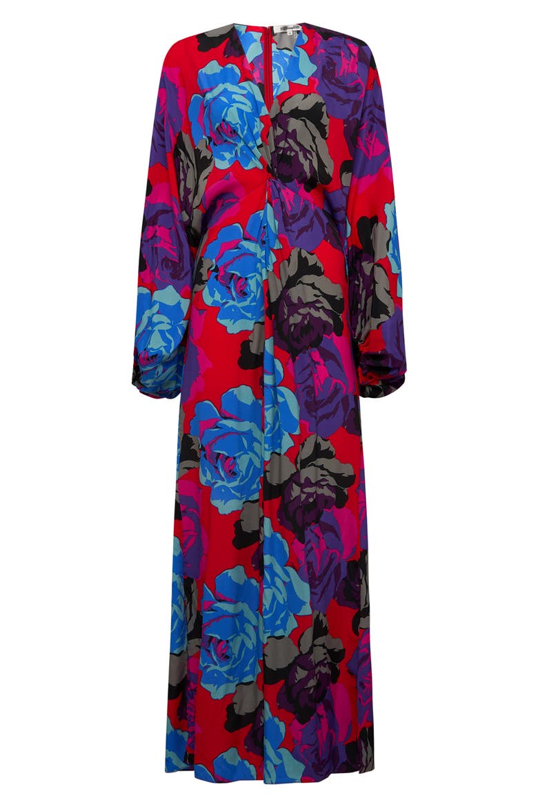 Print Long Sleeve Maxi Dress, Alternate, color, REDEMPTION ROSE BLUE RED