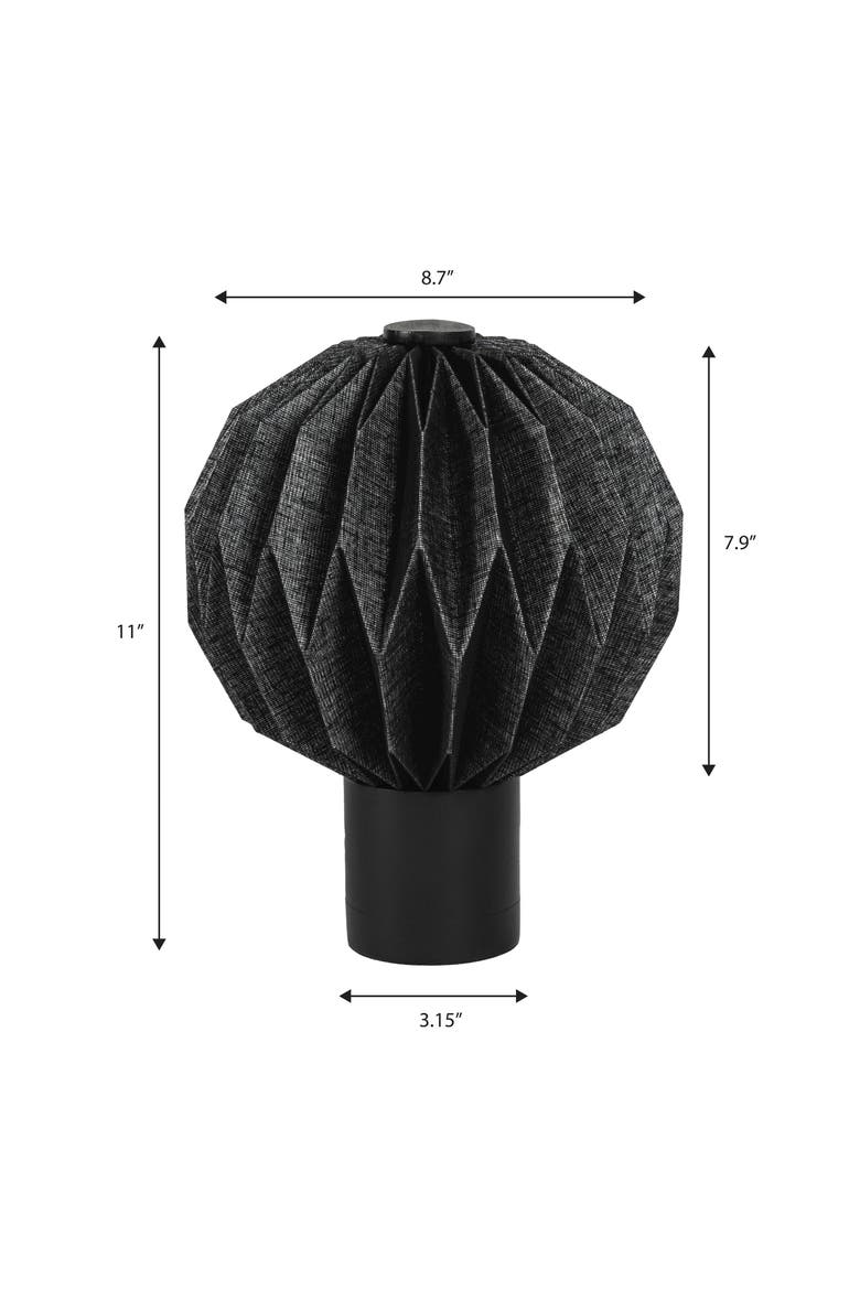 Quincy 11" Modern Minimalist Paper Pleated Orb Accent LED Table Lamp, Alternate, color, Black