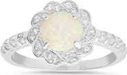 Queen Jewels Sterling Silver Opal & CZ Flower Ring