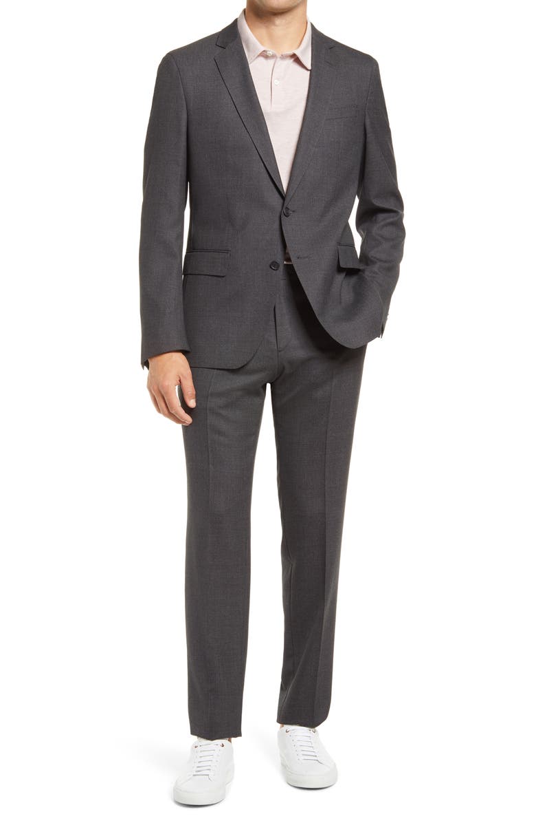 BOSS Herrel Grace Trim Fit Grey Stretch Suit, Main, color,