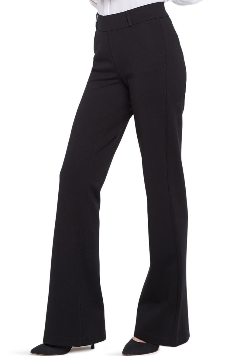 Pull-On Flare Leg Ponte Knit Trousers, Alternate, color, BLACK