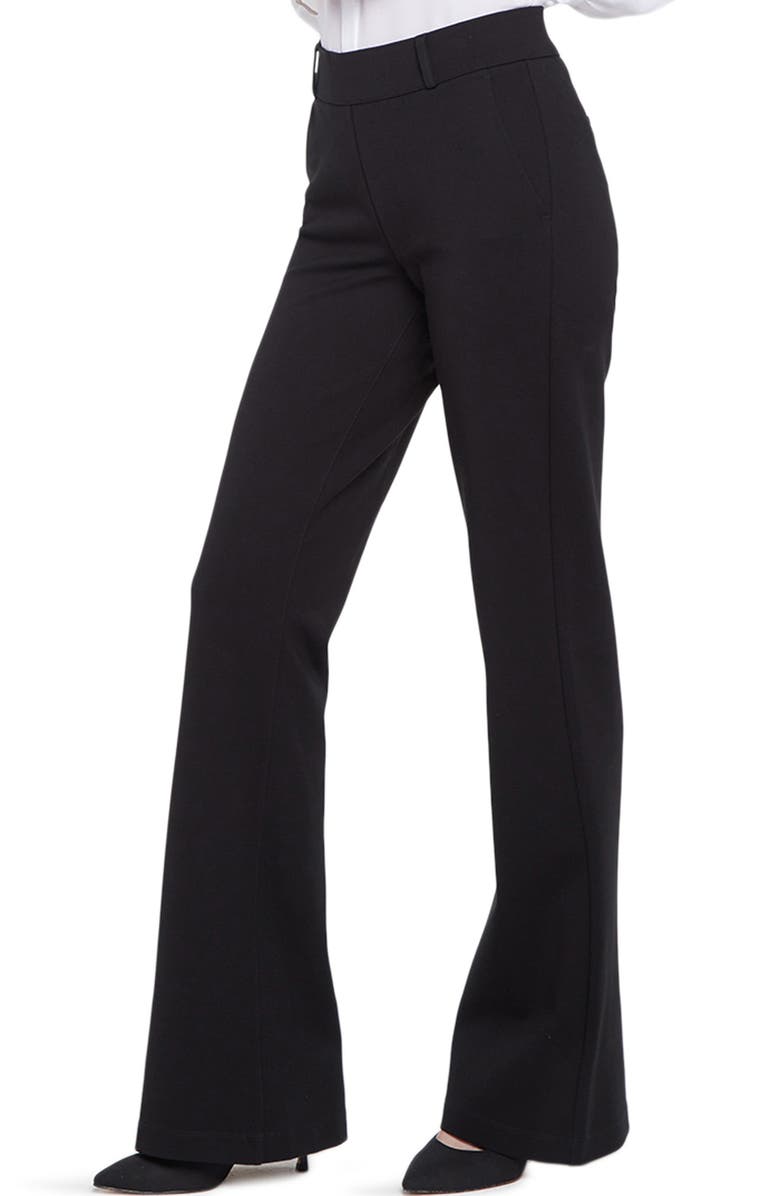 NYDJ Pull-On Flare Leg Ponte Knit Trousers, Alternate, color, Black