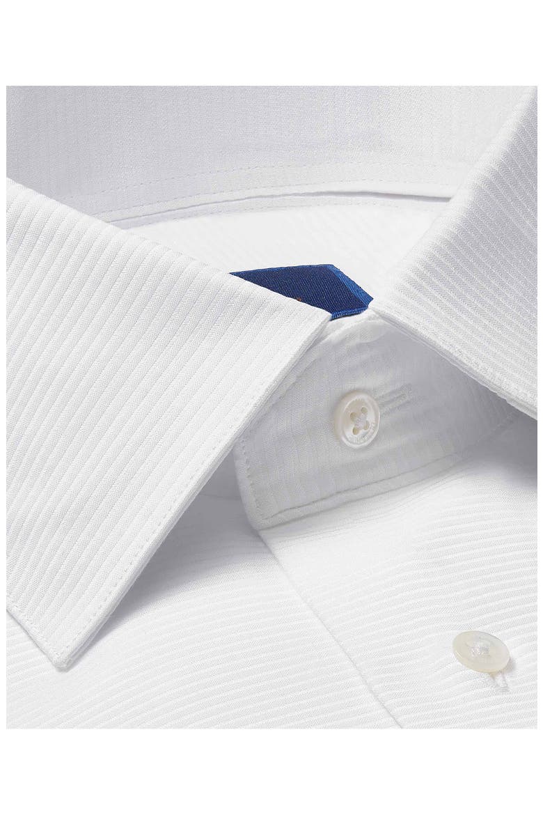 Trim Fit Horizontal Rib French Cuff Formal Shirt, Alternate, color, SOLID WHITE