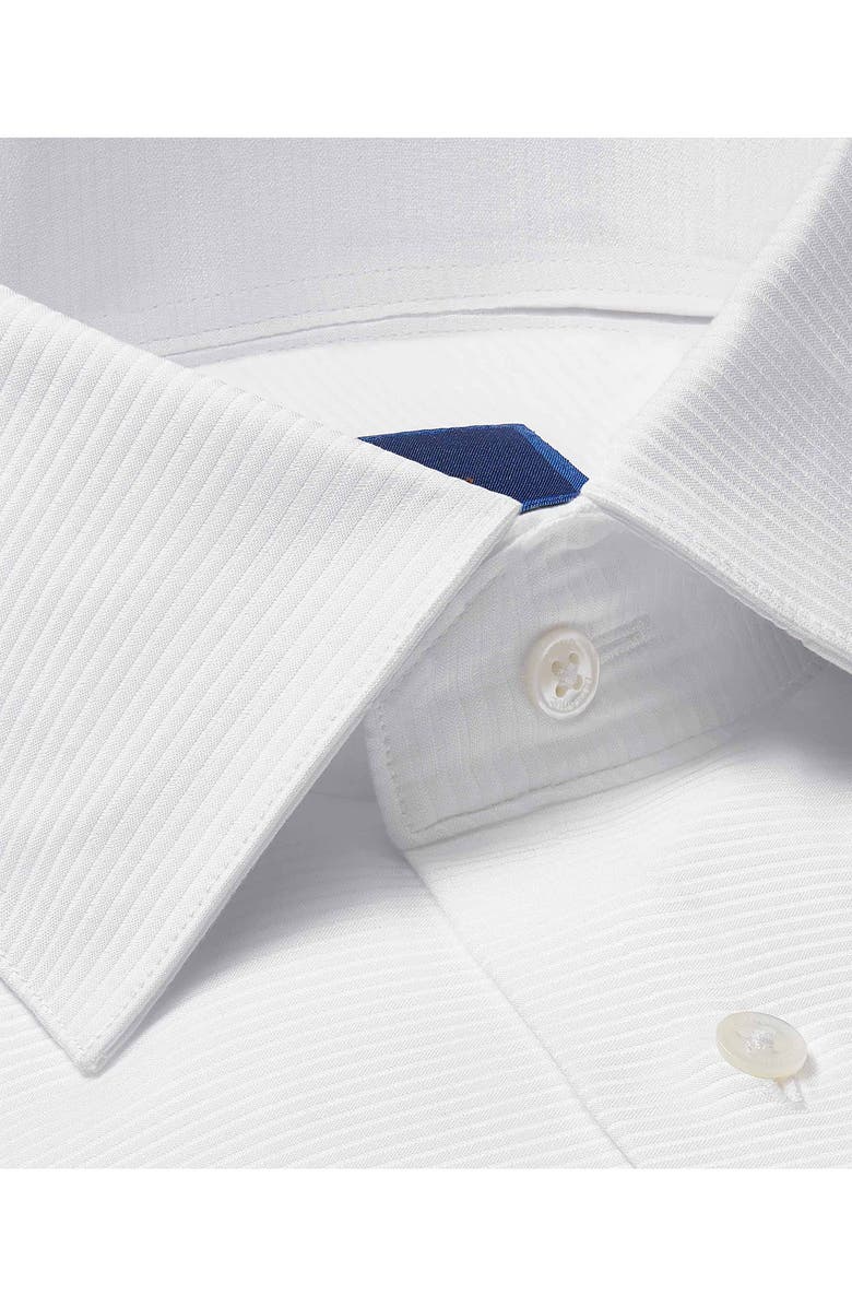 David Donahue Trim Fit Horizontal Rib French Cuff Formal Shirt, Alternate, color, Solid White