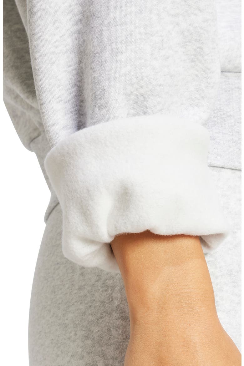Essentials Embroidered Logo Cotton Fleece Sweatshirt, Alternate, color, LIGHT GREY HEATHER/ WHITE
