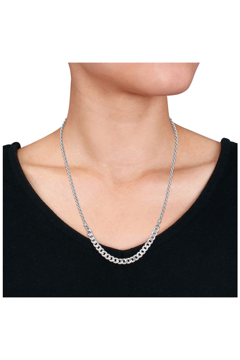 Sterling Silver 2.5mm Rope & 6mm Curb Chain Necklace, Alternate, color, SILVER