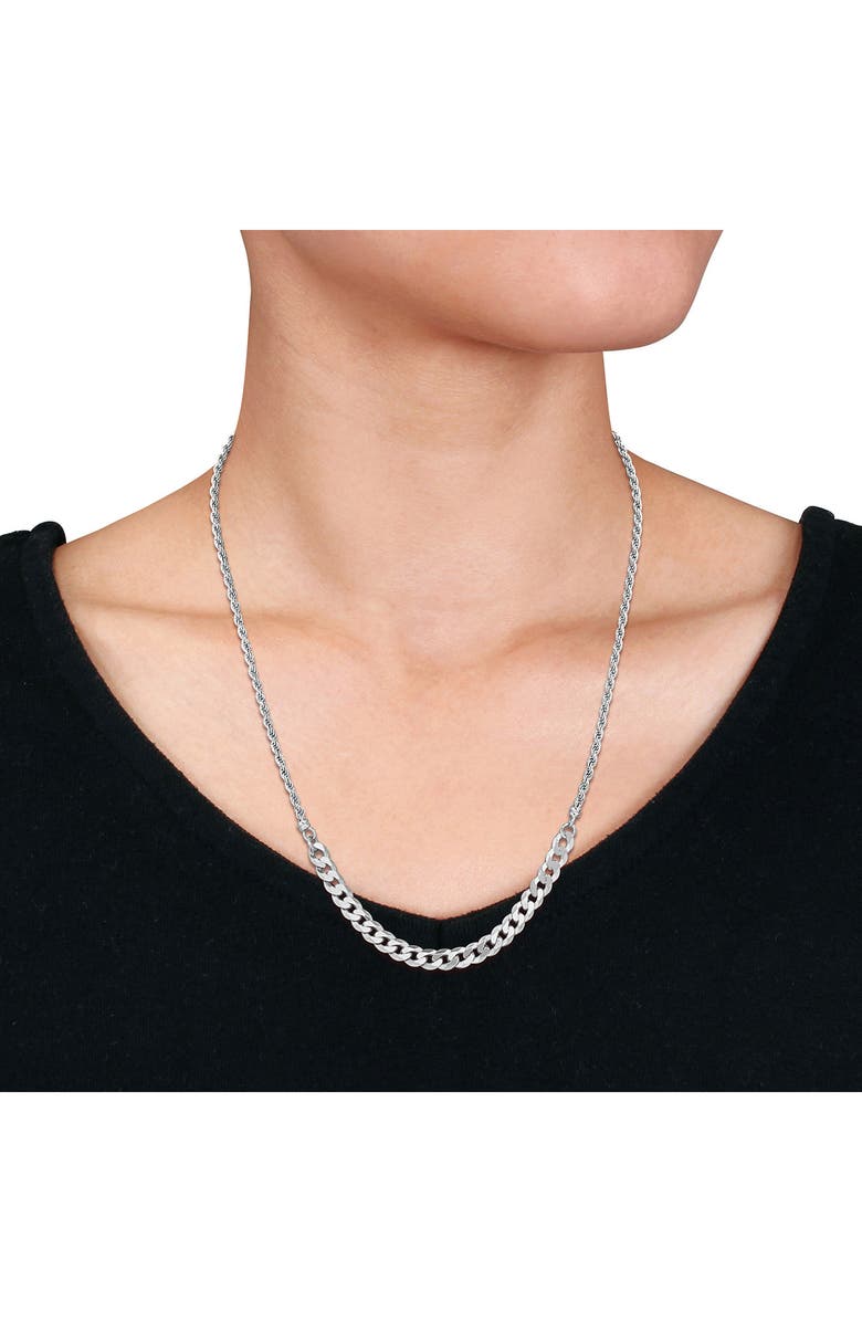 DELMAR Sterling Silver 2.5mm Rope & 6mm Curb Chain Necklace, Alternate, color, Silver
