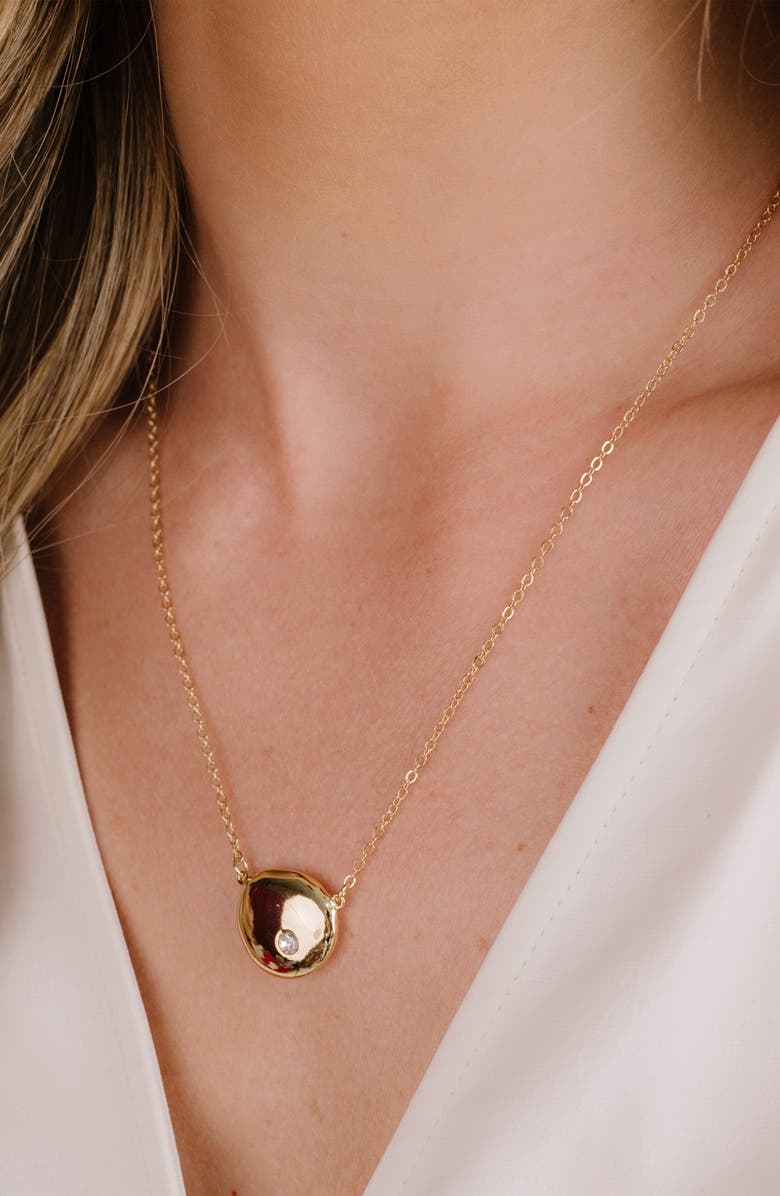 Ettika Skipping Stone Pendant Necklace, Alternate, color, Gold