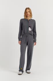 Chinti & Parker Wool-Cashmere Peanuts Stripe Wide Leg Track Pants