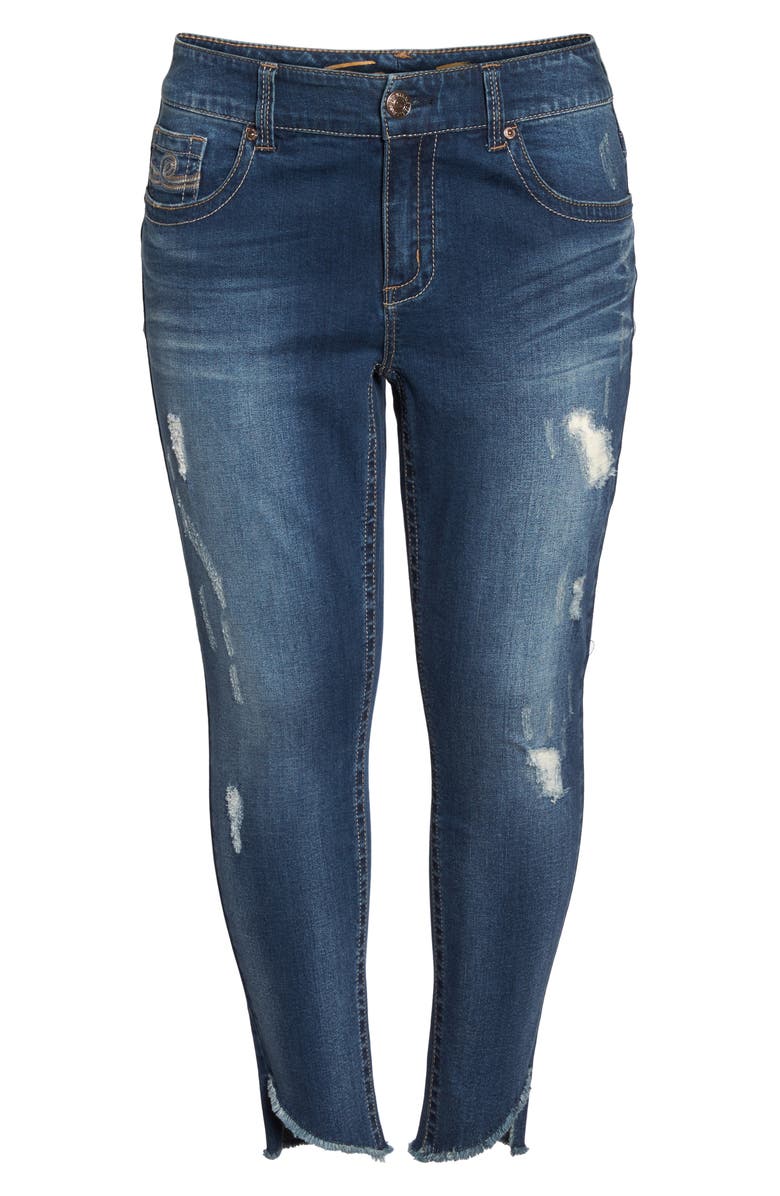 Seven7 Distressed Slant Raw Hem Skinny Jeans, Alternate, color, Howland
