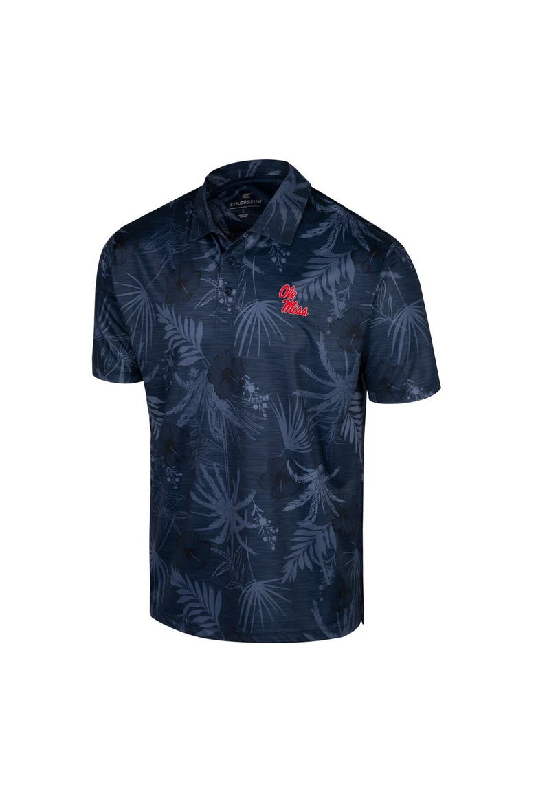 Men's Colosseum Navy Ole Miss Rebels Palms Team Polo, Alternate, color, Navy