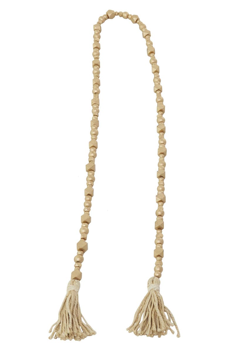 WILLOW ROW Bohemian Mango Wood Garland, Alternate, color, Gold