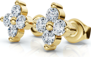 Bliss Diamond 1/2Ct Jackie Diamond Studs 14k Gold Earrings Lab Grown 1/3" Tall